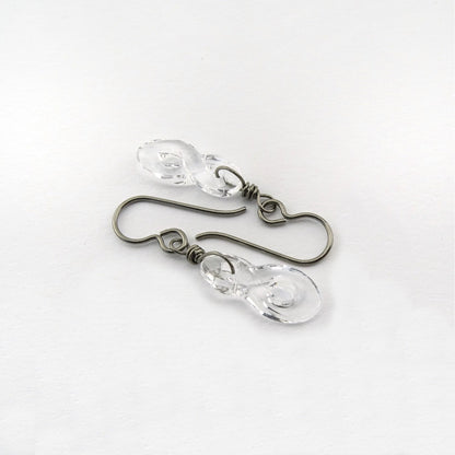 Clear Crystal Infinity Symbol Titanium Earrings, Swarovski Eternity Earrings for Sensitive Ears, Nickel Free Hypoallergenic Niobium Earrings