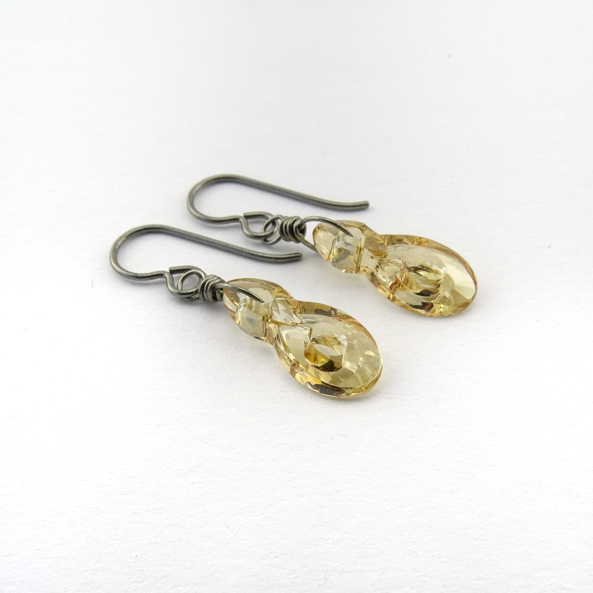 Golden Shadow Infinity Symbol Titanium Earrings, Eternity Swarovski Crystal, Nickel Free Hypoallergenic Niobium Earrings for Sensitive Ears