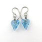 Aqua Blue Love Heart Niobium Earrings, Swarovski Crystal Titanium Earrings for Sensitive Ears Aquamarine Hypoallergenic Nickel Free Earrings