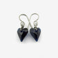 Deep Blue Love Heart Niobium Earrings, Dark Indigo Swarovski Crystal, Hypoallergenic Nickel Free Titanium Earrings for Sensitive Ears