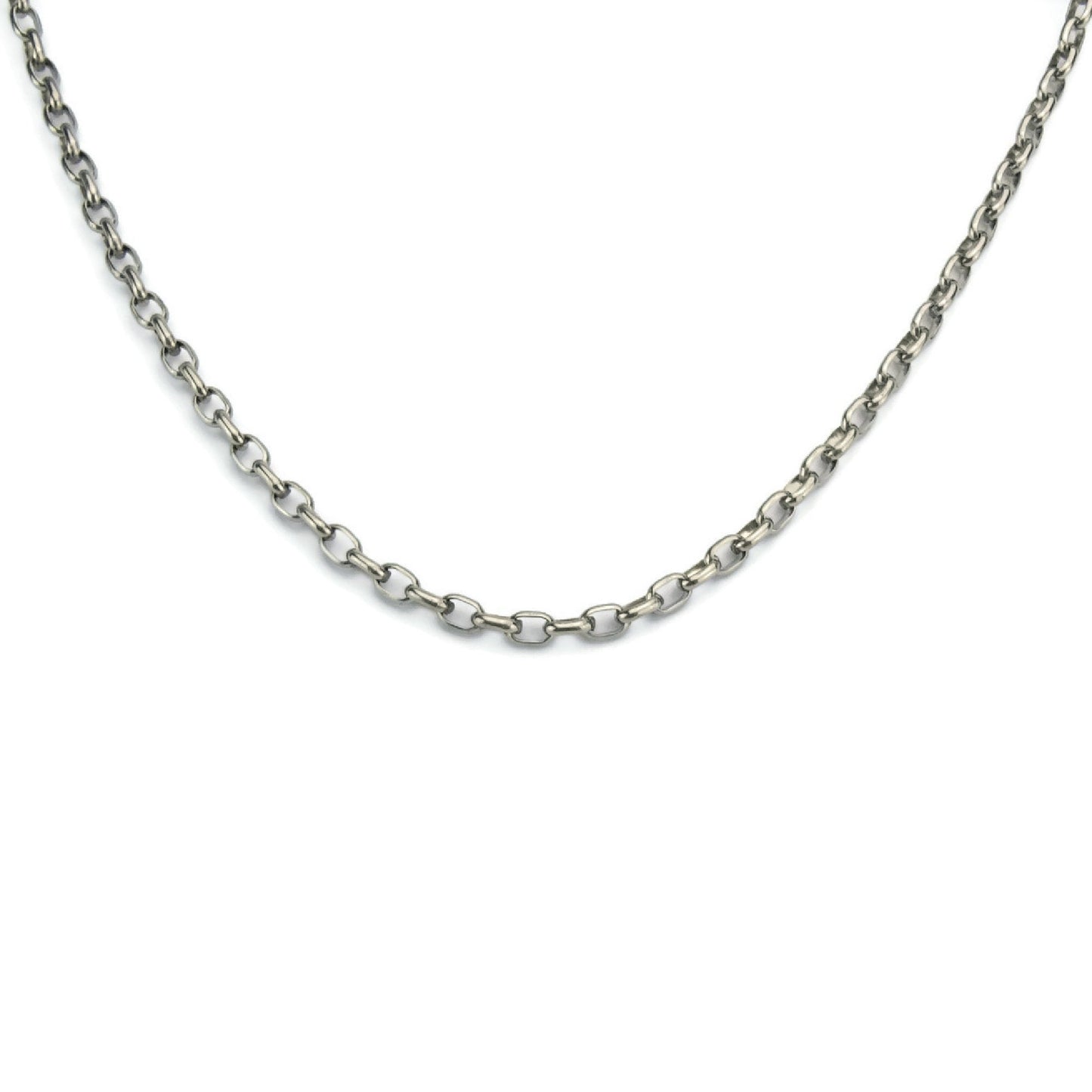 Half Round Oval Link Titanium Necklace