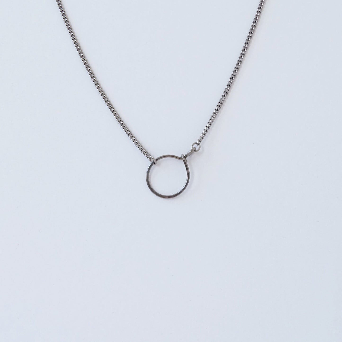 Open Circle Karma Titanium Necklace, Hammered Niobium Eternity Charm, Infinity Pendant Nickel Free Hypoallergenic Sensitive Skin Necklace