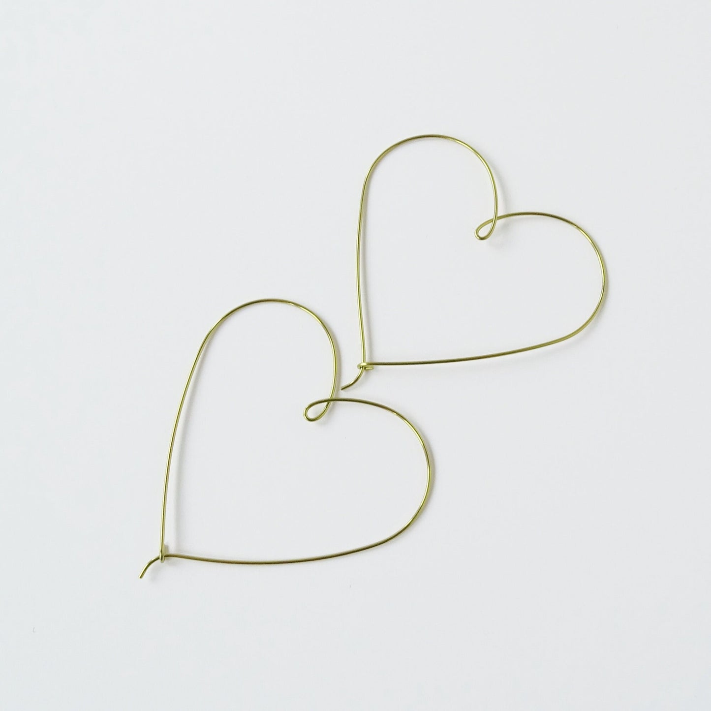 Large Heart Hoops Gold Niobium Hoop Earrings, Nickel Free Hypoallergenic Yellow Gold Anodized Niobium Heart Hoop Earrings for Sensitive Ears