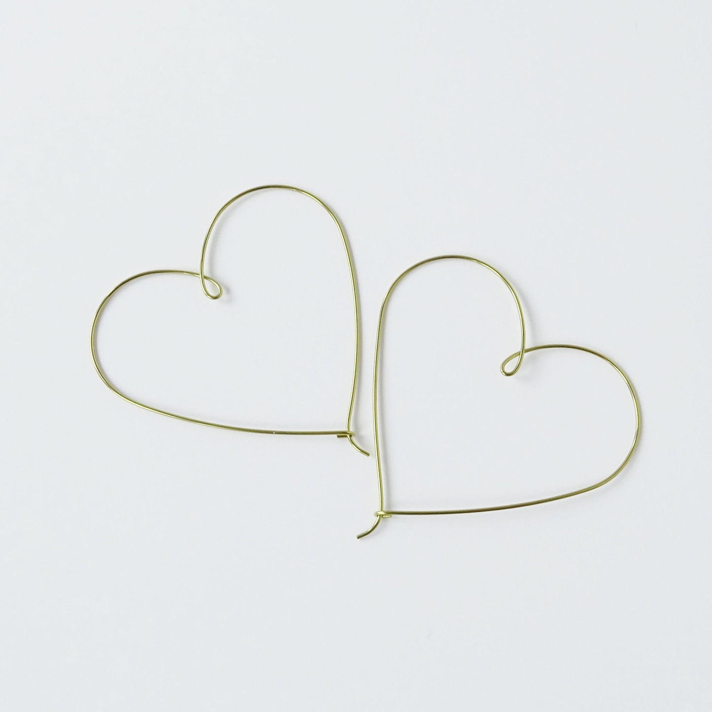 Large Heart Hoops Gold Niobium Hoop Earrings, Nickel Free Hypoallergenic Yellow Gold Anodized Niobium Heart Hoop Earrings for Sensitive Ears