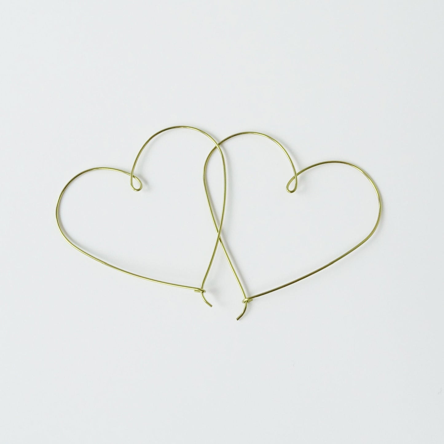 Large Heart Hoops Gold Niobium Hoop Earrings, Nickel Free Hypoallergenic Yellow Gold Anodized Niobium Heart Hoop Earrings for Sensitive Ears