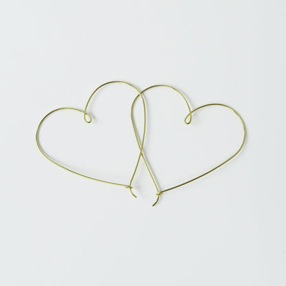 Large Heart Hoops Gold Niobium Hoop Earrings, Nickel Free Hypoallergenic Yellow Gold Anodized Niobium Heart Hoop Earrings for Sensitive Ears