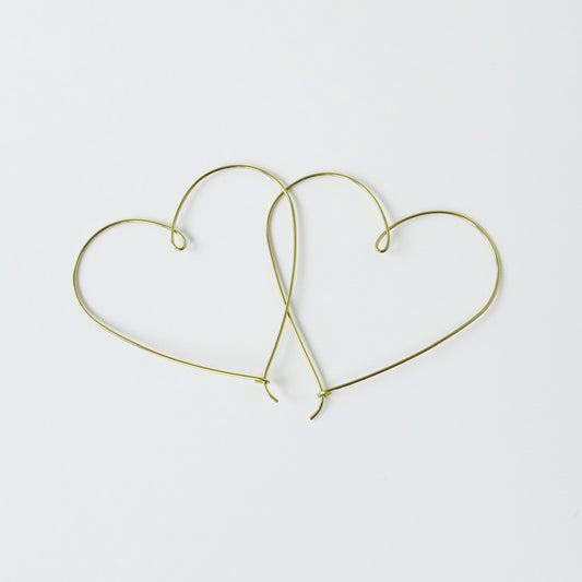 Large Heart Hoops Gold Niobium Hoop Earrings, Nickel Free Hypoallergenic Yellow Gold Anodized Niobium Heart Hoop Earrings for Sensitive Ears