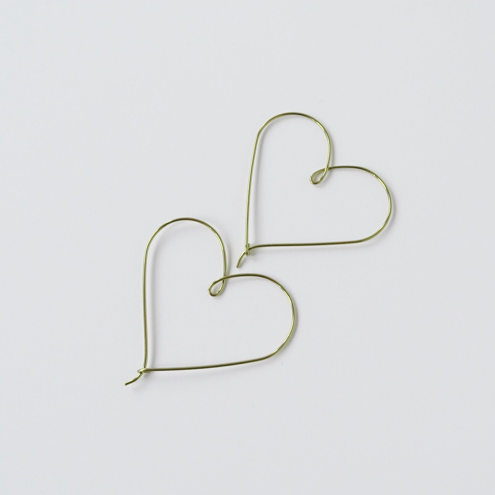 Medium Heart Hoops Gold Niobium Hoop Earrings, Nickel Free Hypoallergenic Yellow Gold Anodized Niobium Heart Hoop, Sensitive Ears Earrings