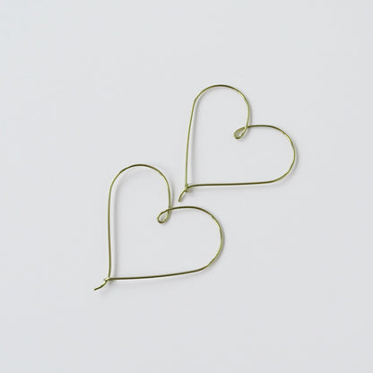 Medium Heart Hoops Gold Niobium Hoop Earrings, Nickel Free Hypoallergenic Yellow Gold Anodized Niobium Heart Hoop, Sensitive Ears Earrings