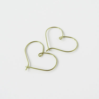 Small Heart Hoops Gold Niobium Hoop Earrings, Nickel Free Hypoallergenic Yellow Gold Anodized Niobium Heart Hoop Earrings for Sensitive Ears