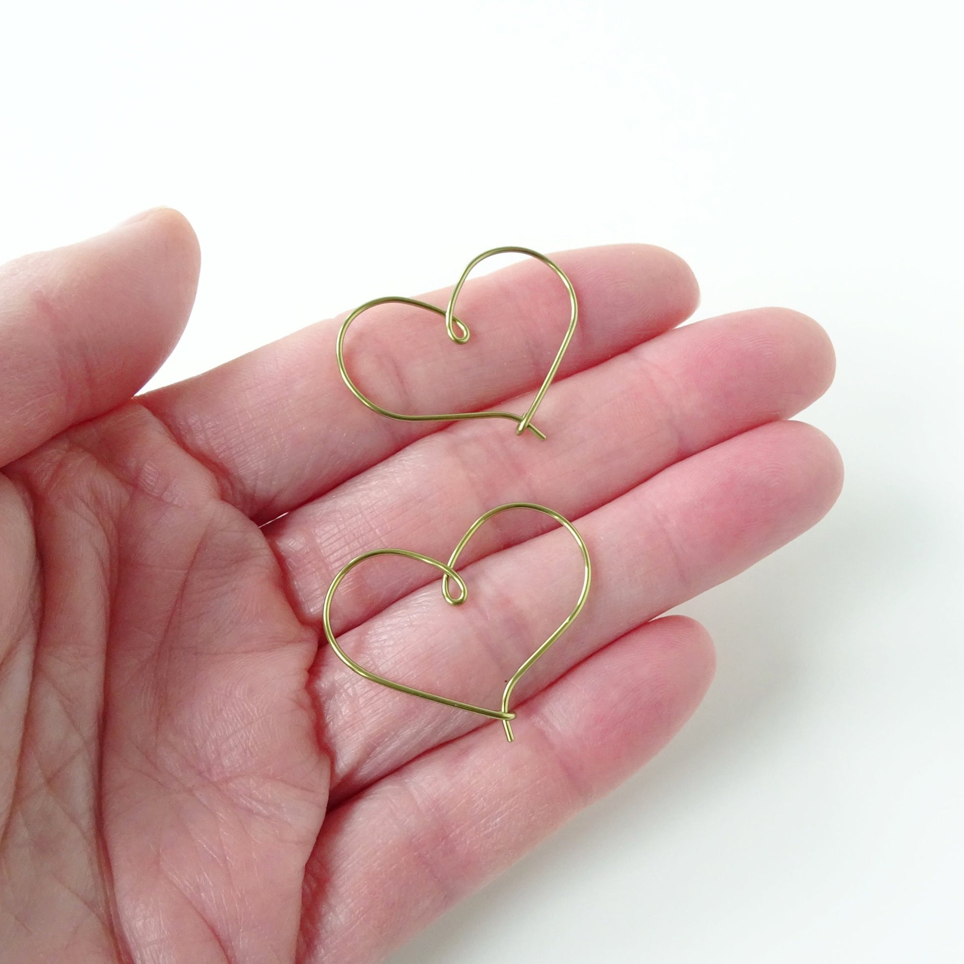 Small Heart Hoops Gold Niobium Hoop Earrings, Nickel Free Hypoallergenic Yellow Gold Anodized Niobium Heart Hoop Earrings for Sensitive Ears
