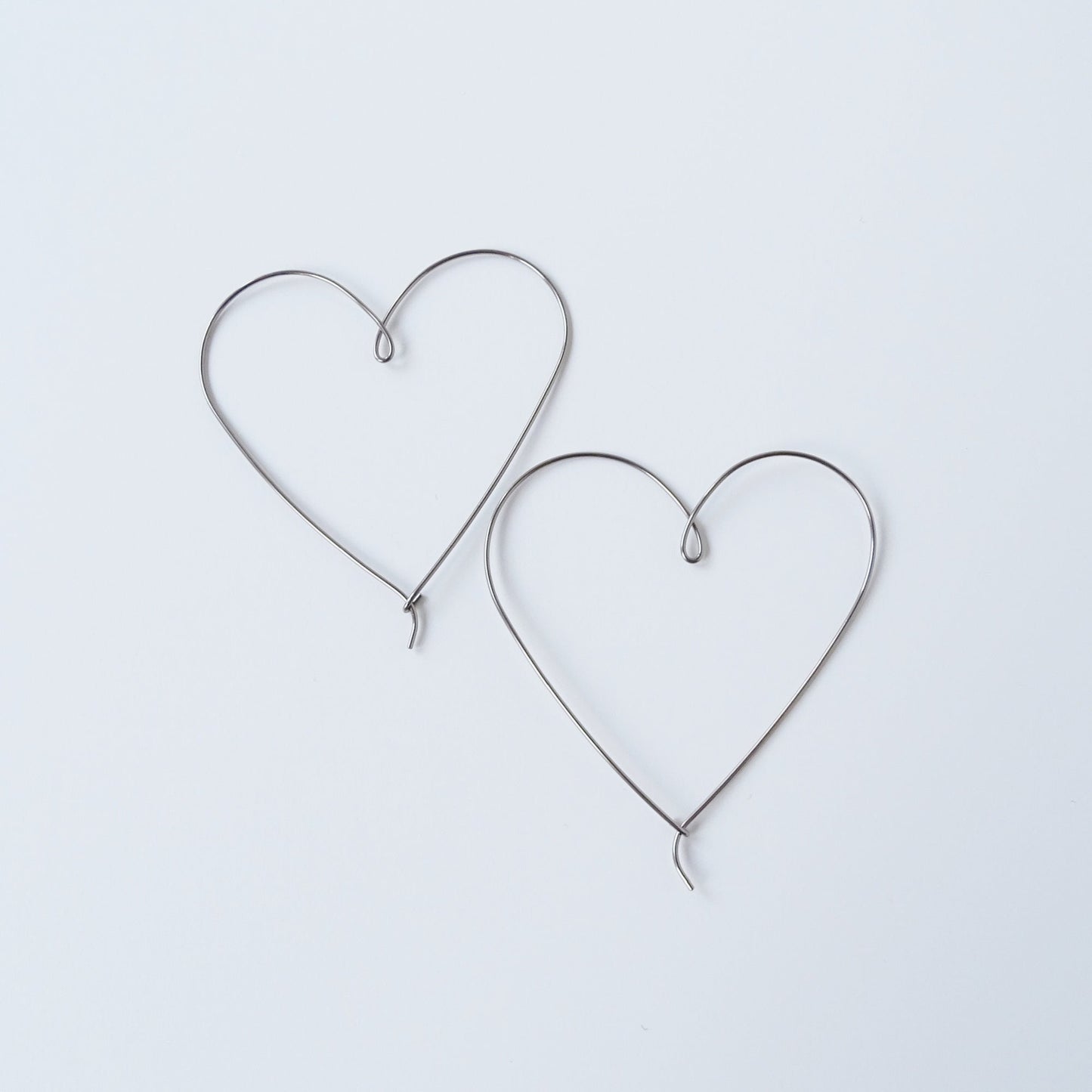 Large Heart Hoops Niobium Hoop Earrings, Silver Gray Niobium Heart Hoop Earrings, Nickel Free Hypoallergenic Earrings for Sensitive Ears