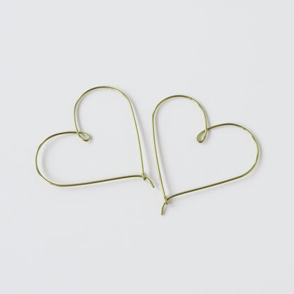 Medium Heart Hoops Gold Niobium Hoop Earrings, Nickel Free Hypoallergenic Yellow Gold Anodized Niobium Heart Hoop, Sensitive Ears Earrings