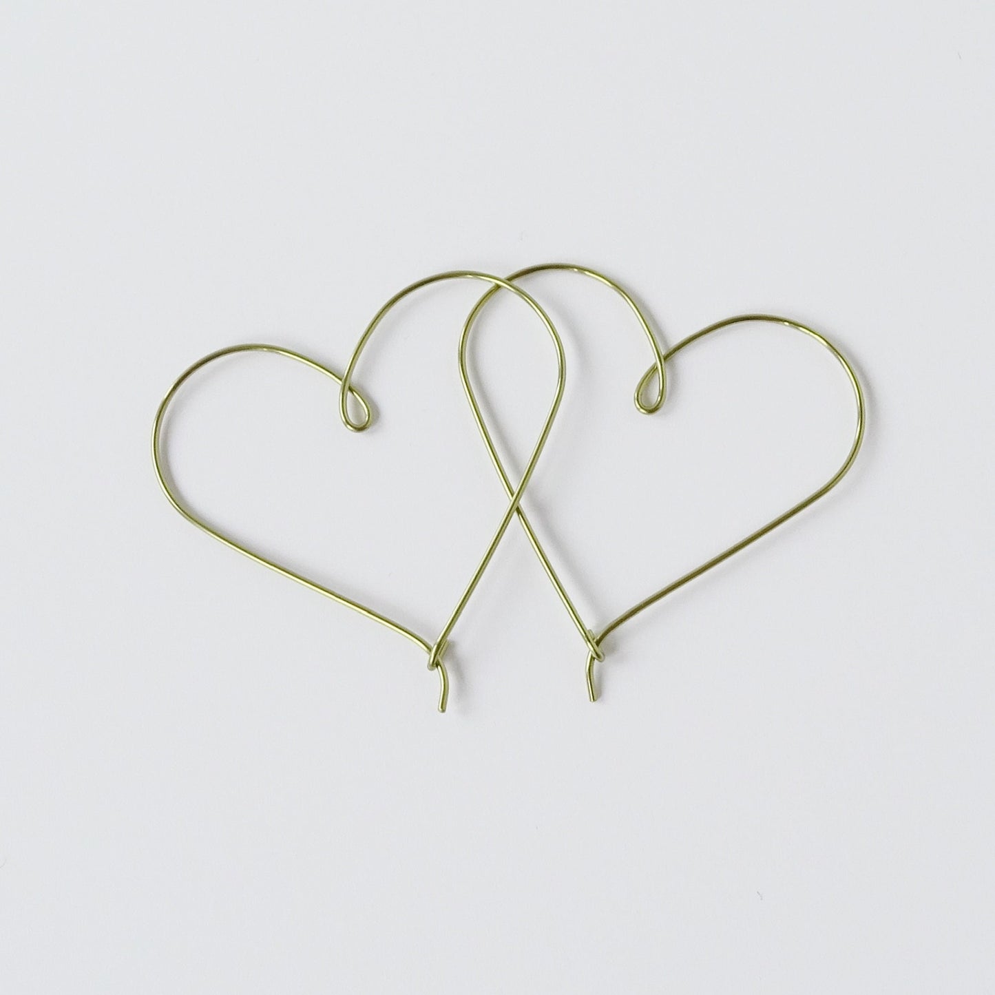 Medium Heart Hoops Gold Niobium Hoop Earrings, Nickel Free Hypoallergenic Yellow Gold Anodized Niobium Heart Hoop, Sensitive Ears Earrings
