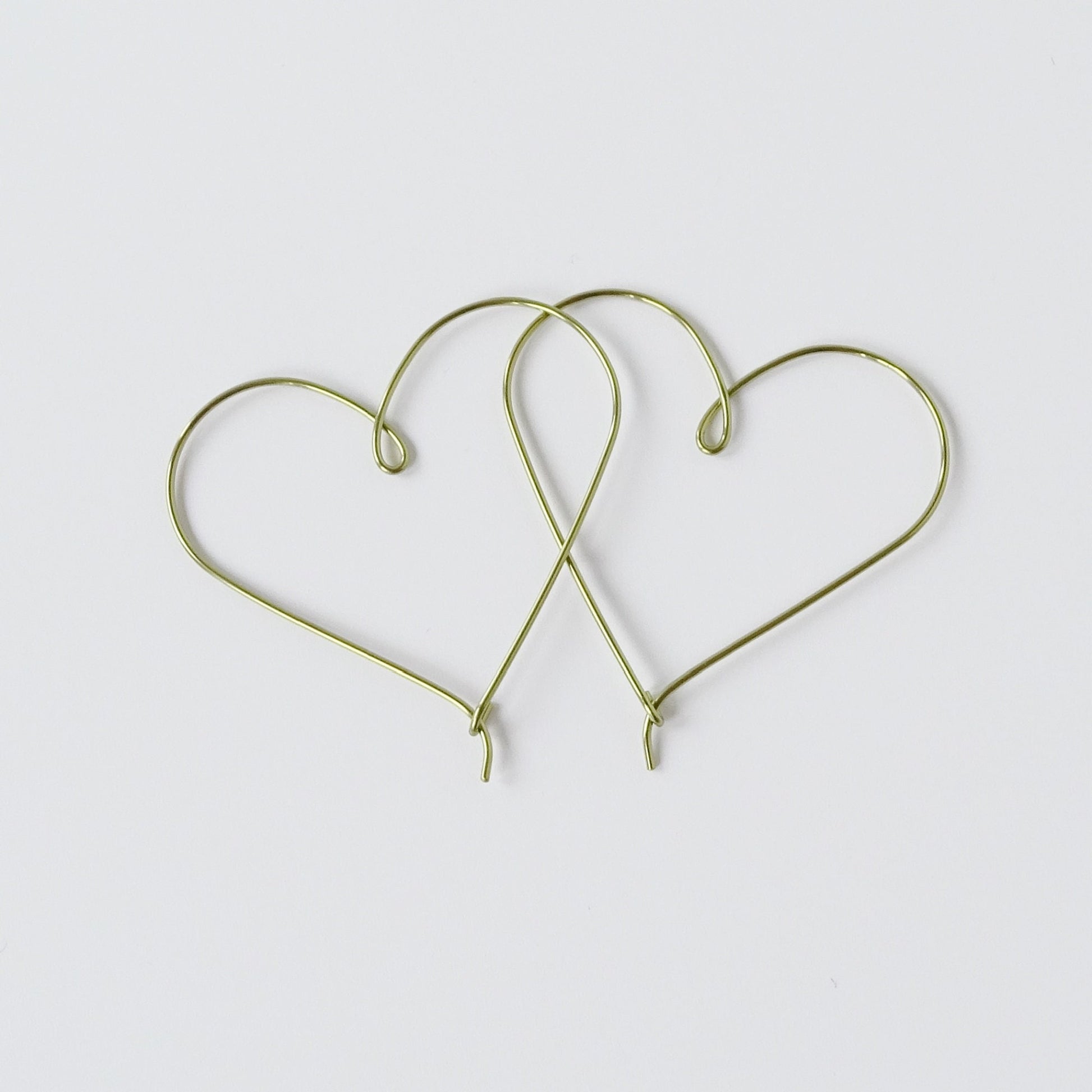 Medium Heart Hoops Gold Niobium Hoop Earrings, Nickel Free Hypoallergenic Yellow Gold Anodized Niobium Heart Hoop, Sensitive Ears Earrings