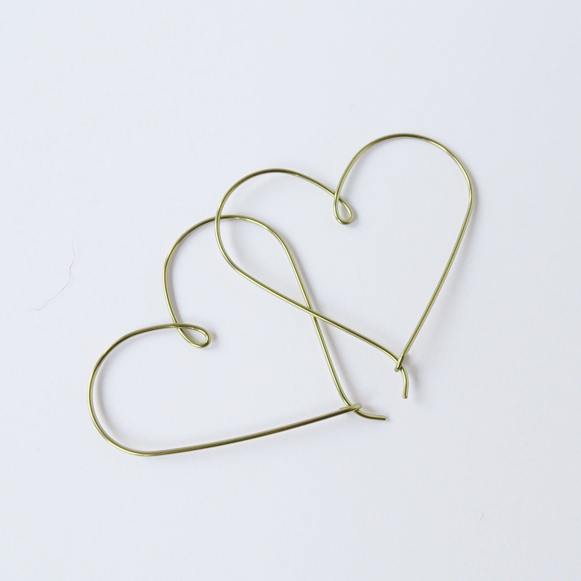 Medium Heart Hoops Gold Niobium Hoop Earrings, Nickel Free Hypoallergenic Yellow Gold Anodized Niobium Heart Hoop, Sensitive Ears Earrings