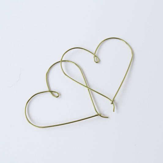 Medium Heart Hoops Gold Niobium Hoop Earrings, Nickel Free Hypoallergenic Yellow Gold Anodized Niobium Heart Hoop, Sensitive Ears Earrings