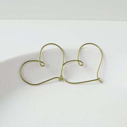 Small Heart Hoops Gold Niobium Hoop Earrings, Nickel Free Hypoallergenic Yellow Gold Anodized Niobium Heart Hoop Earrings for Sensitive Ears