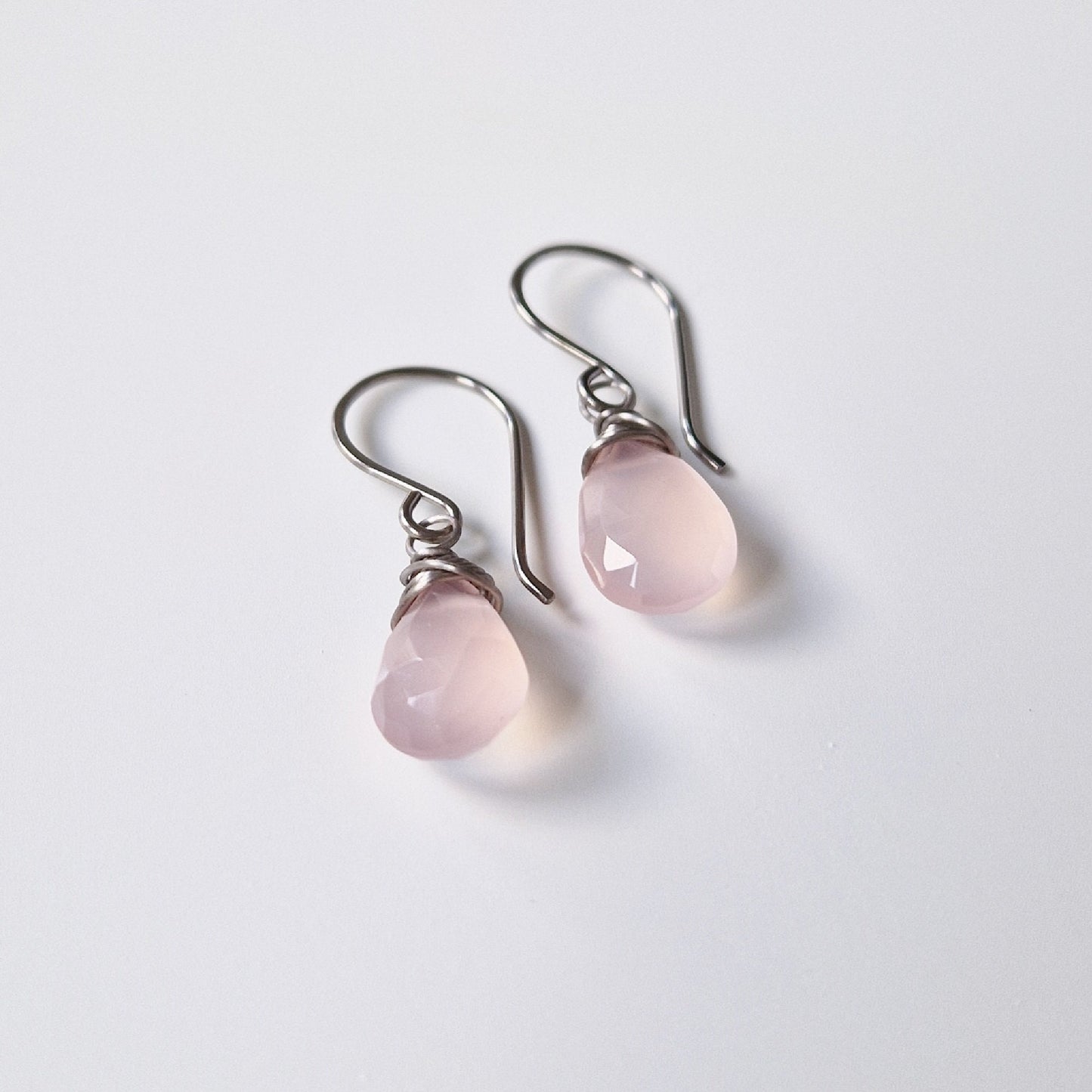 Pink Chalcedony Titanium Earrings