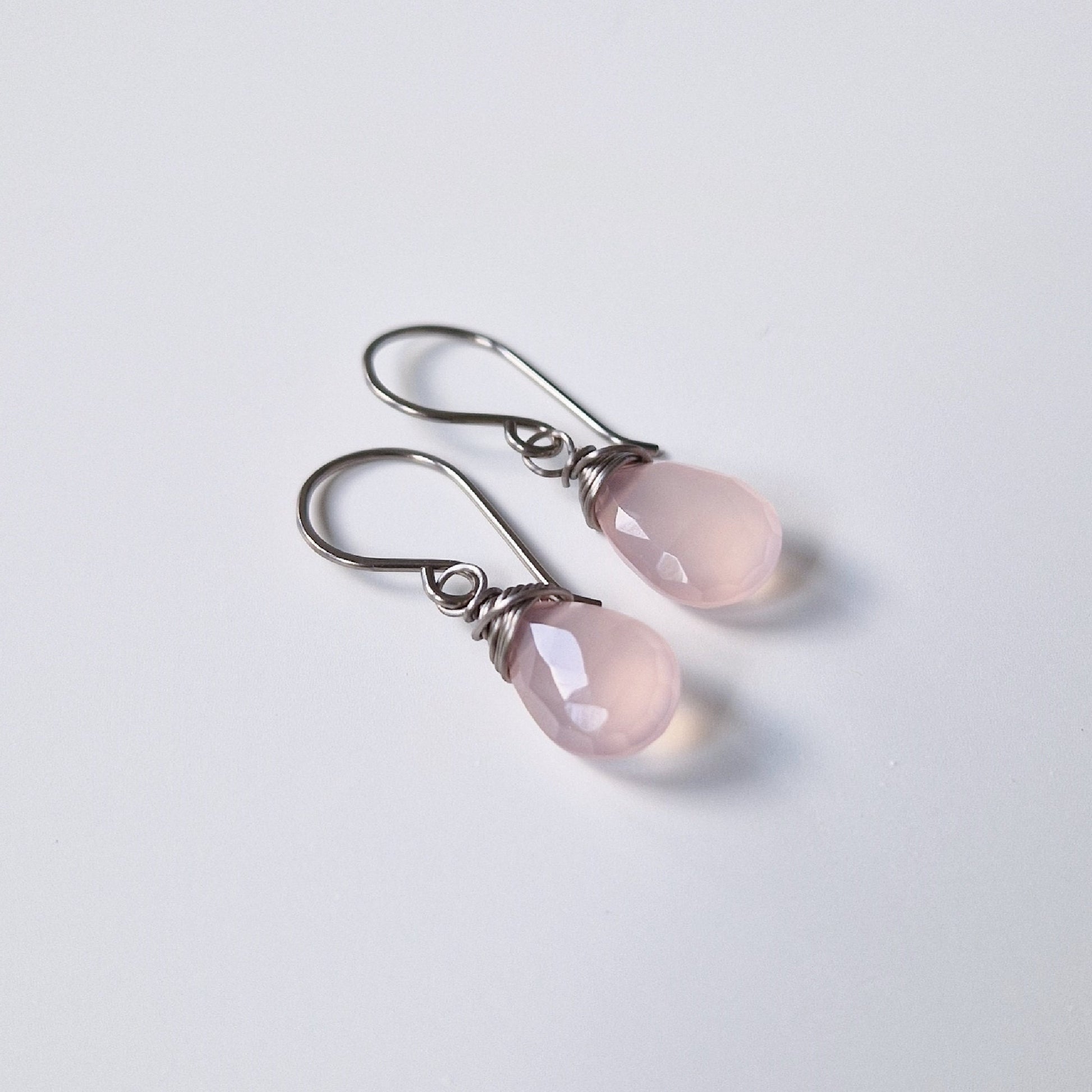 Pink Chalcedony Titanium Earrings