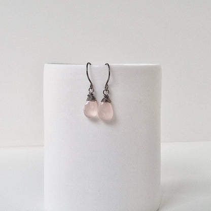 Pink Chalcedony Titanium Earrings