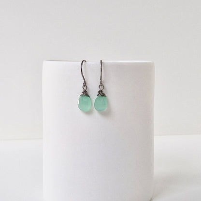 Mint Green Chalcedony Titanium Earrings