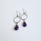 Amethyst Dangle Hoop Titanium Earrings