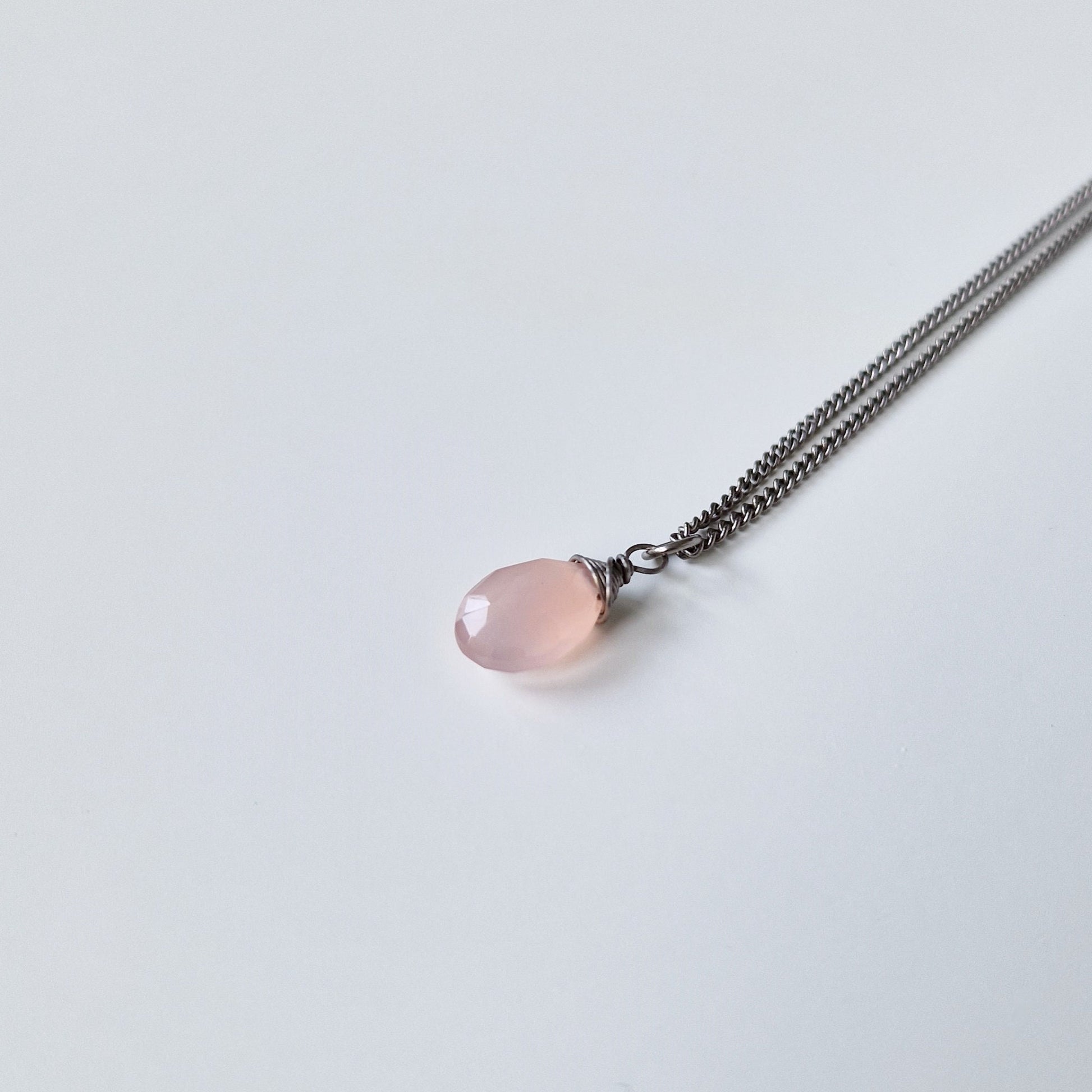 Pink Chalcedony Titanium Necklace