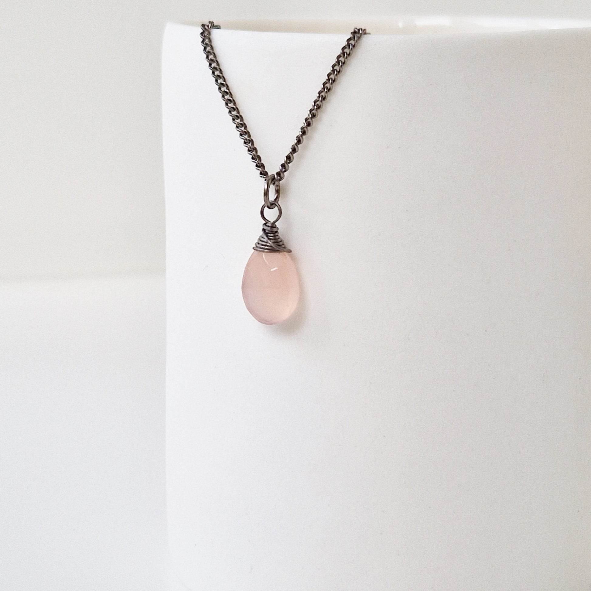 Pink Chalcedony Titanium Necklace