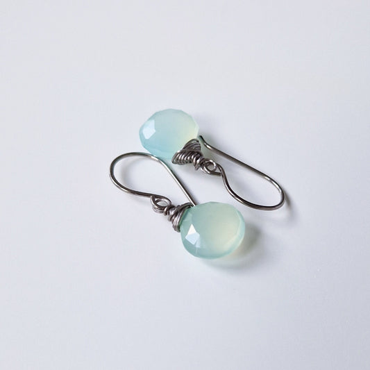 Green Chalcedony Titanium Earrings