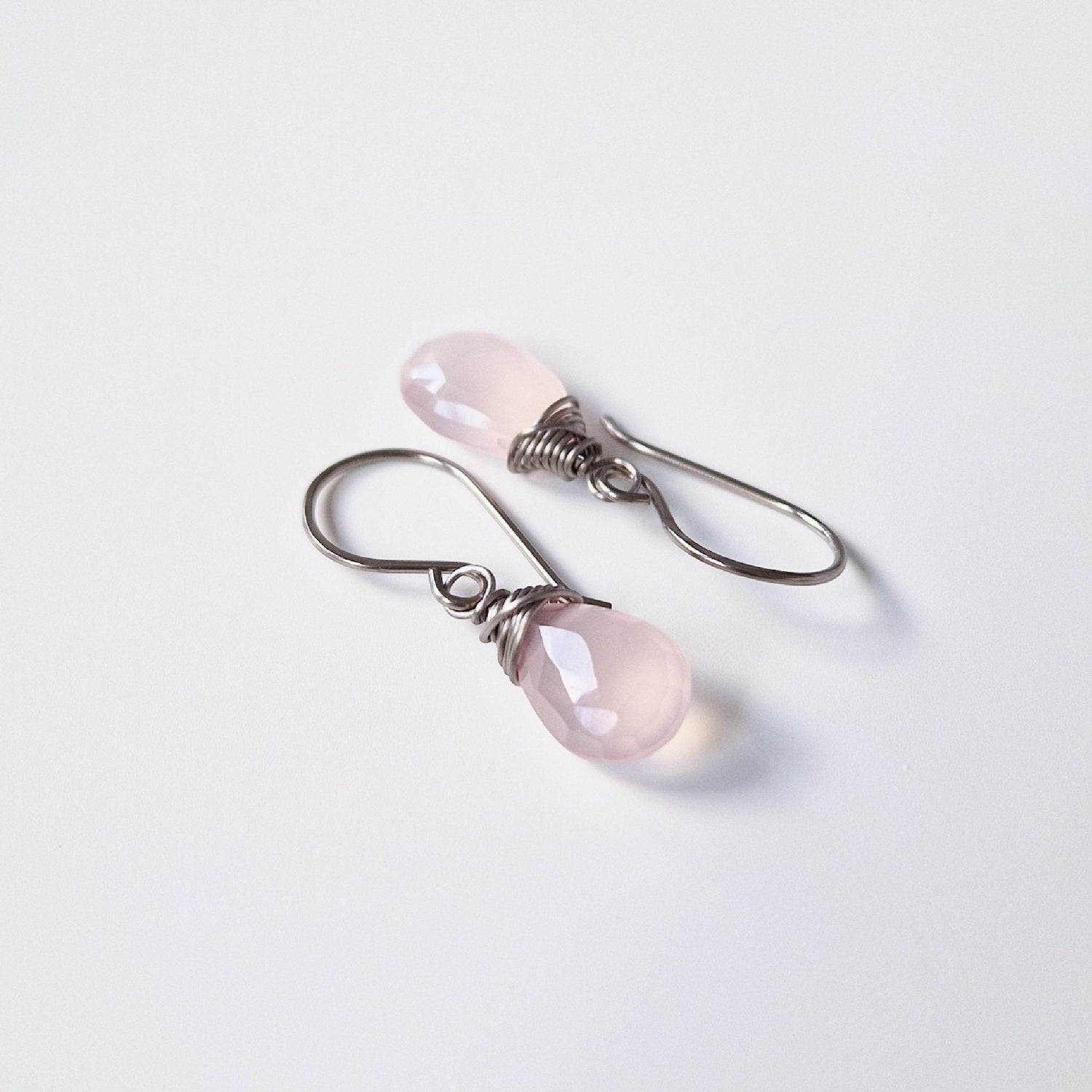 Pink Chalcedony Titanium Earrings