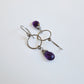 Amethyst Dangle Hoop Titanium Earrings