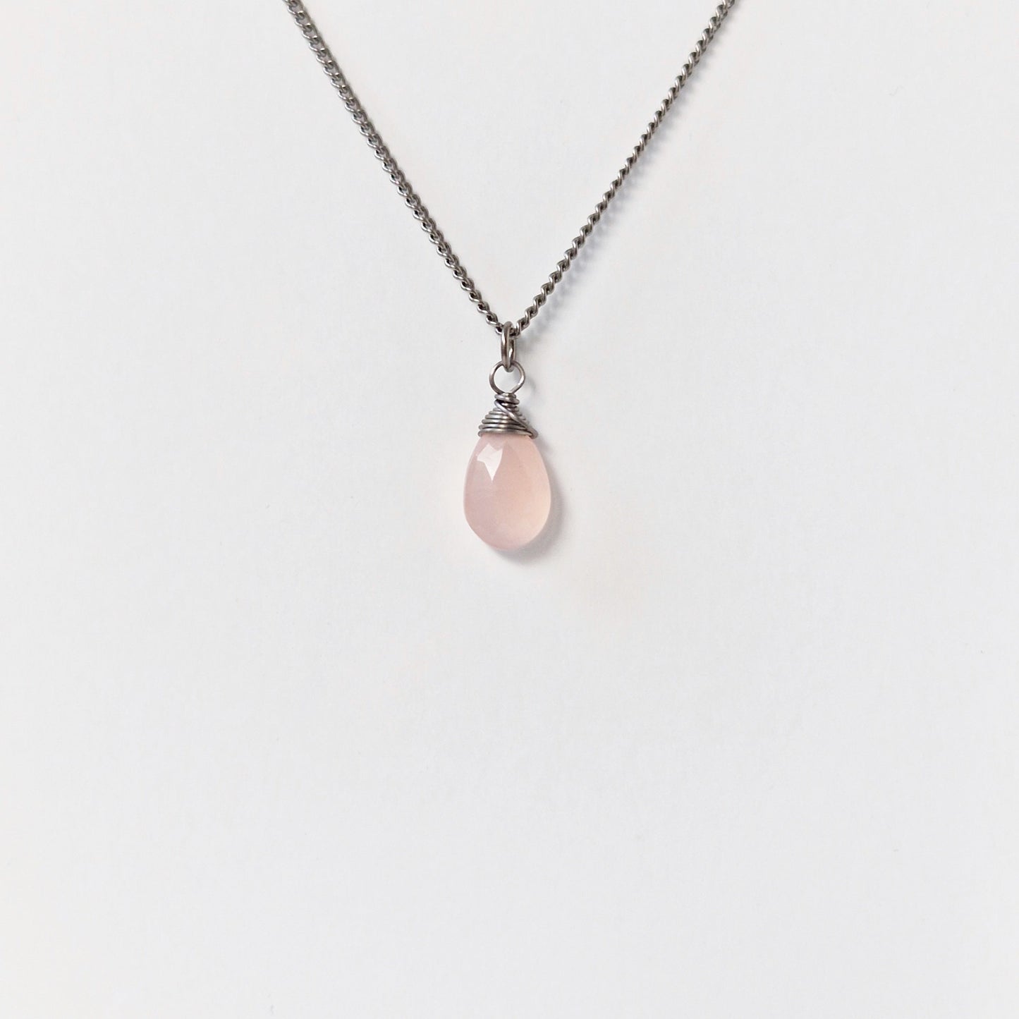 Pink Chalcedony Titanium Necklace