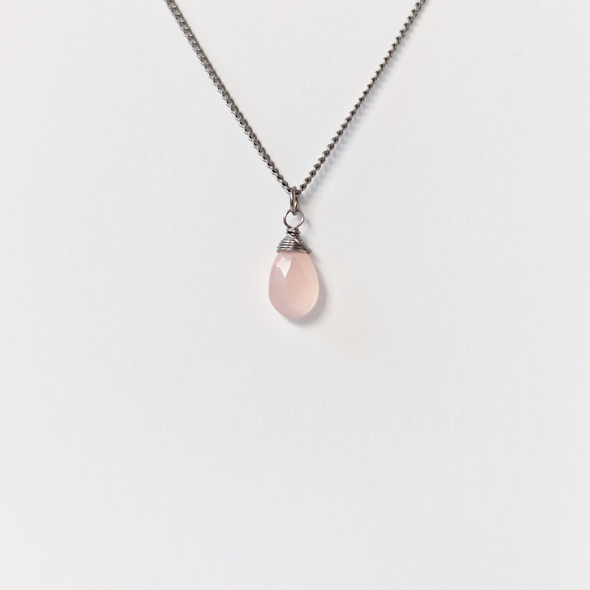 Pink Chalcedony Titanium Necklace