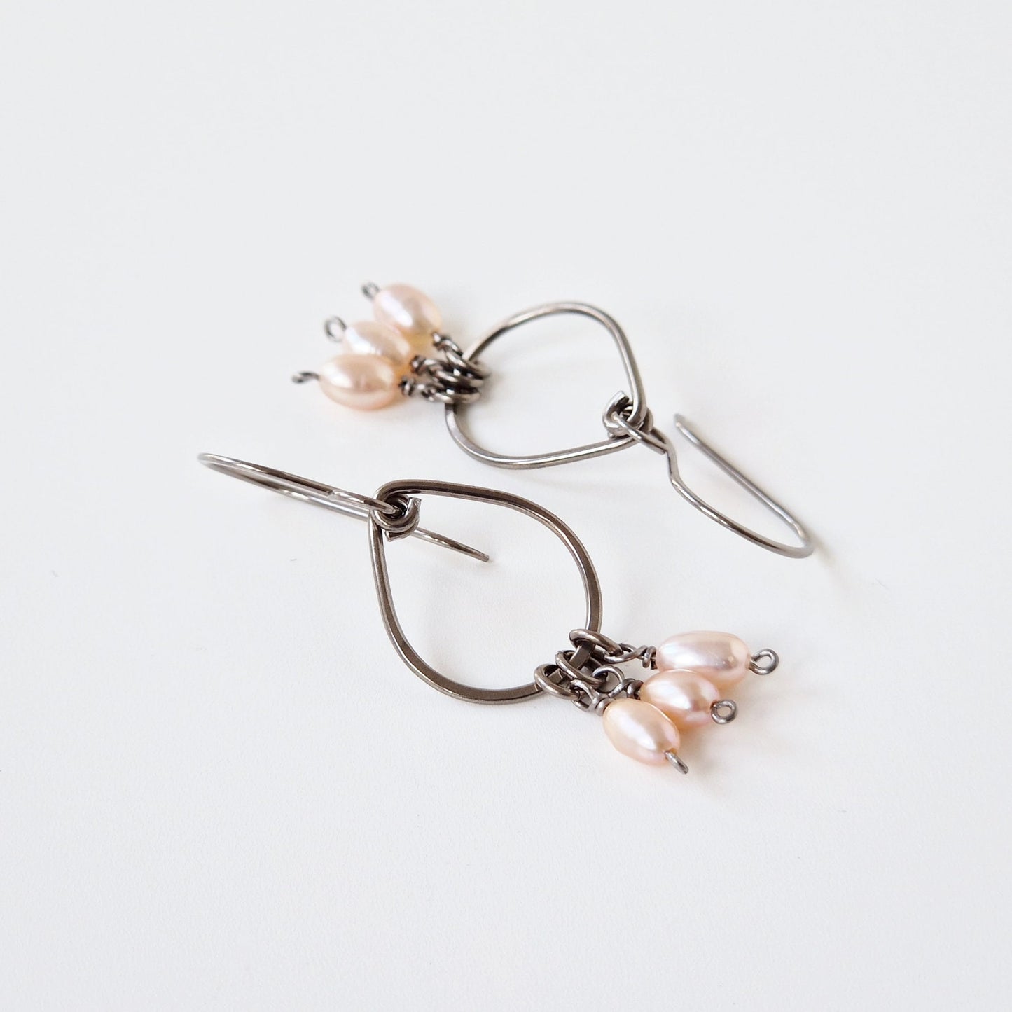 Hypoallergenic Teardrop Earrings with Pink Pearls
