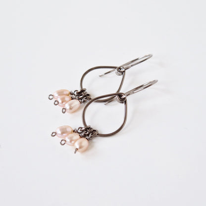 Hypoallergenic Teardrop Earrings with Pink Pearls