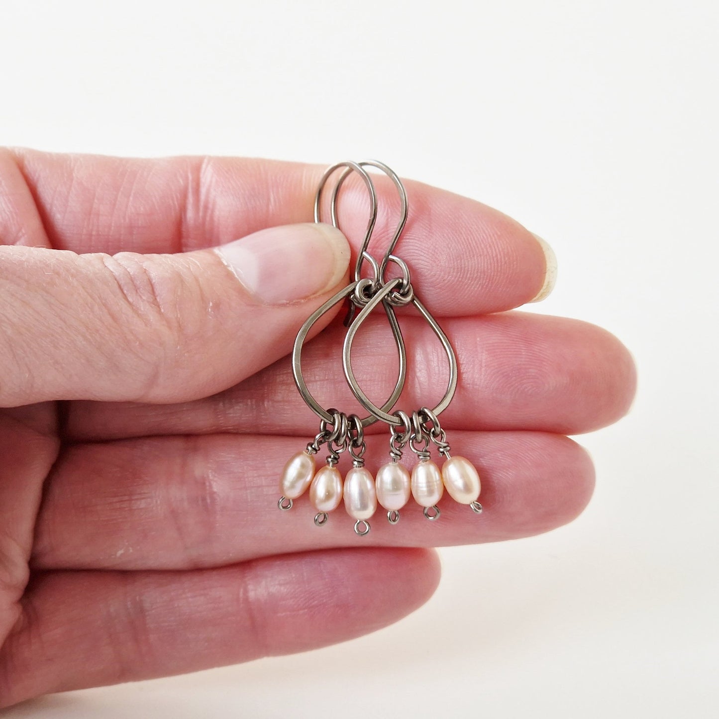 Hypoallergenic Teardrop Earrings with Pink Pearls
