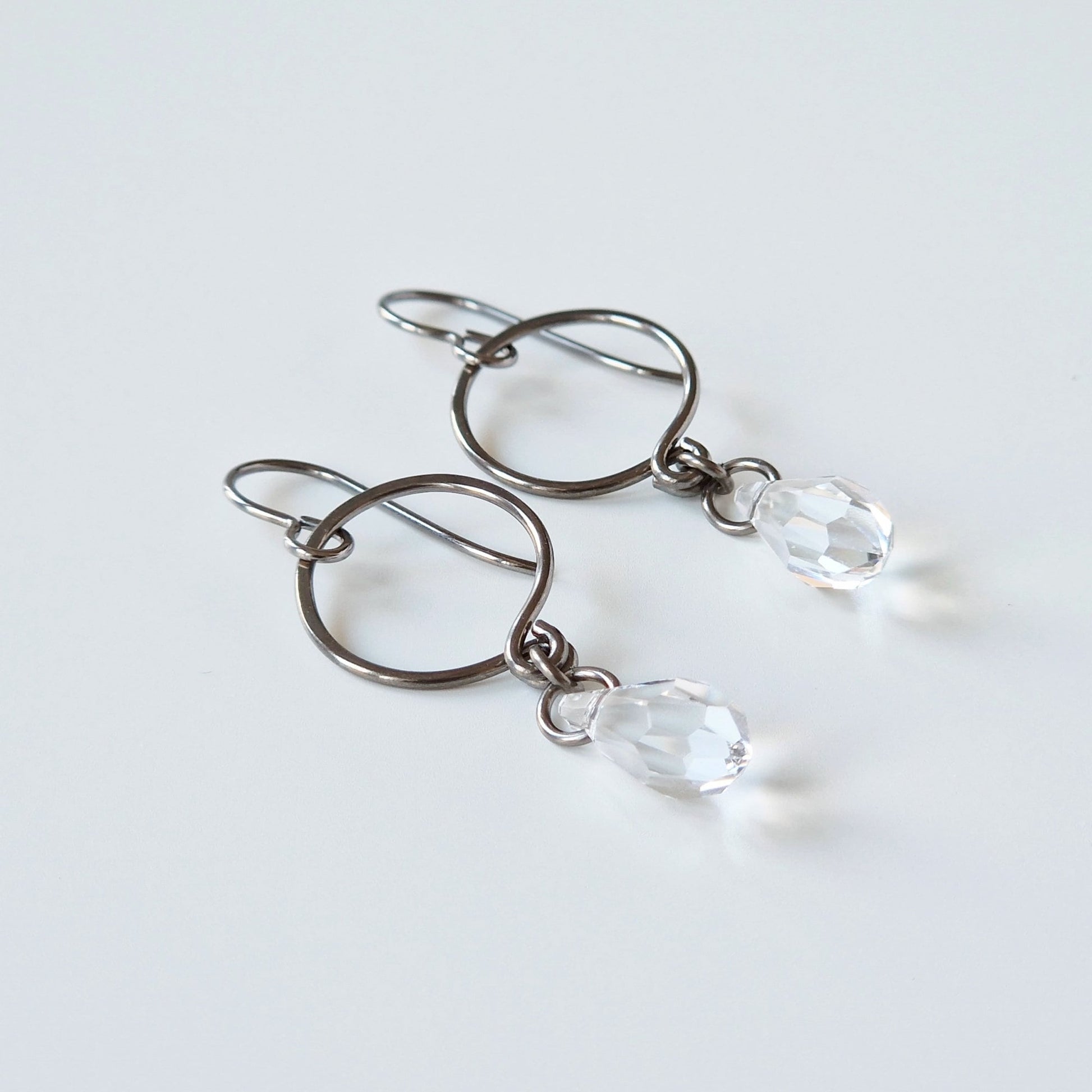 Crystal Teardrop Titanium Earrings
