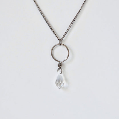 Crystal Teardrop Titanium Necklace