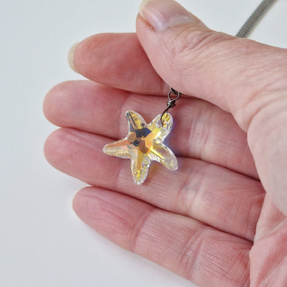 Aurora Borealis Starfish Crystal Titanium Necklace