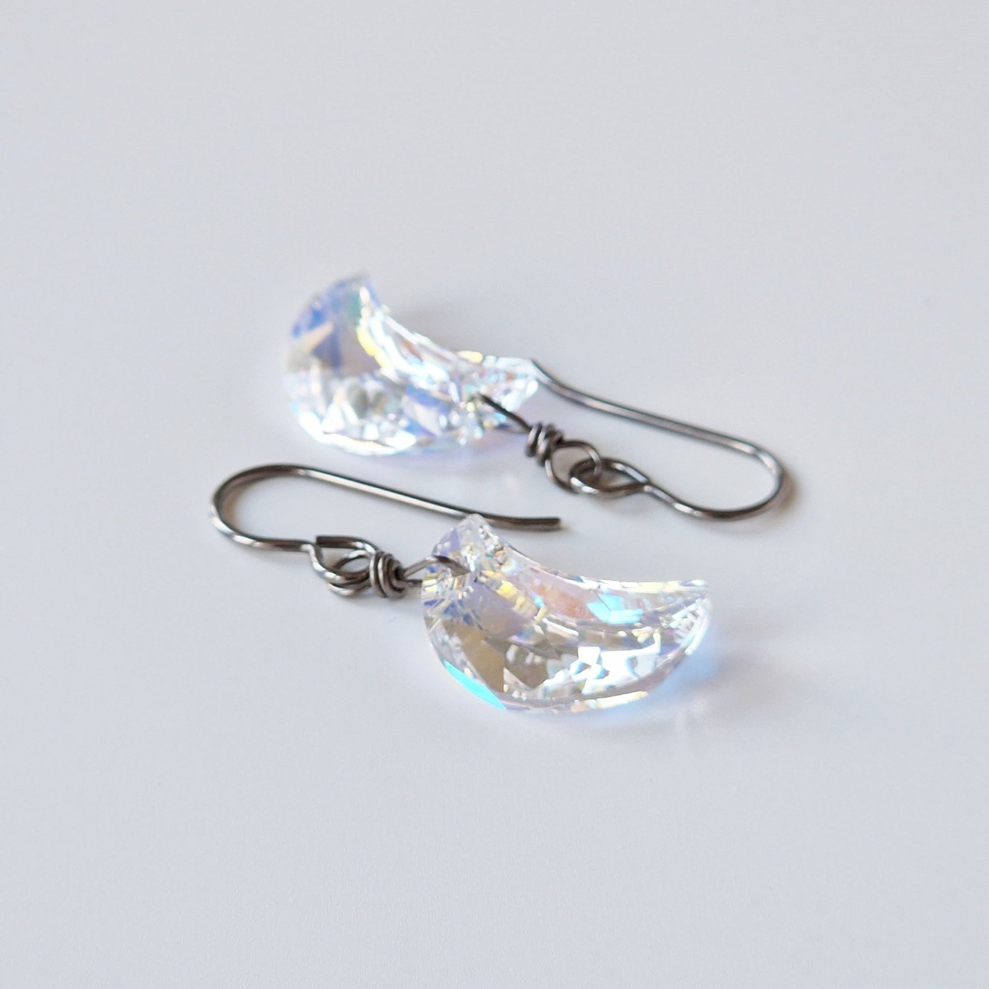 Aurora Borealis Crystal Moon Titanium Earrings