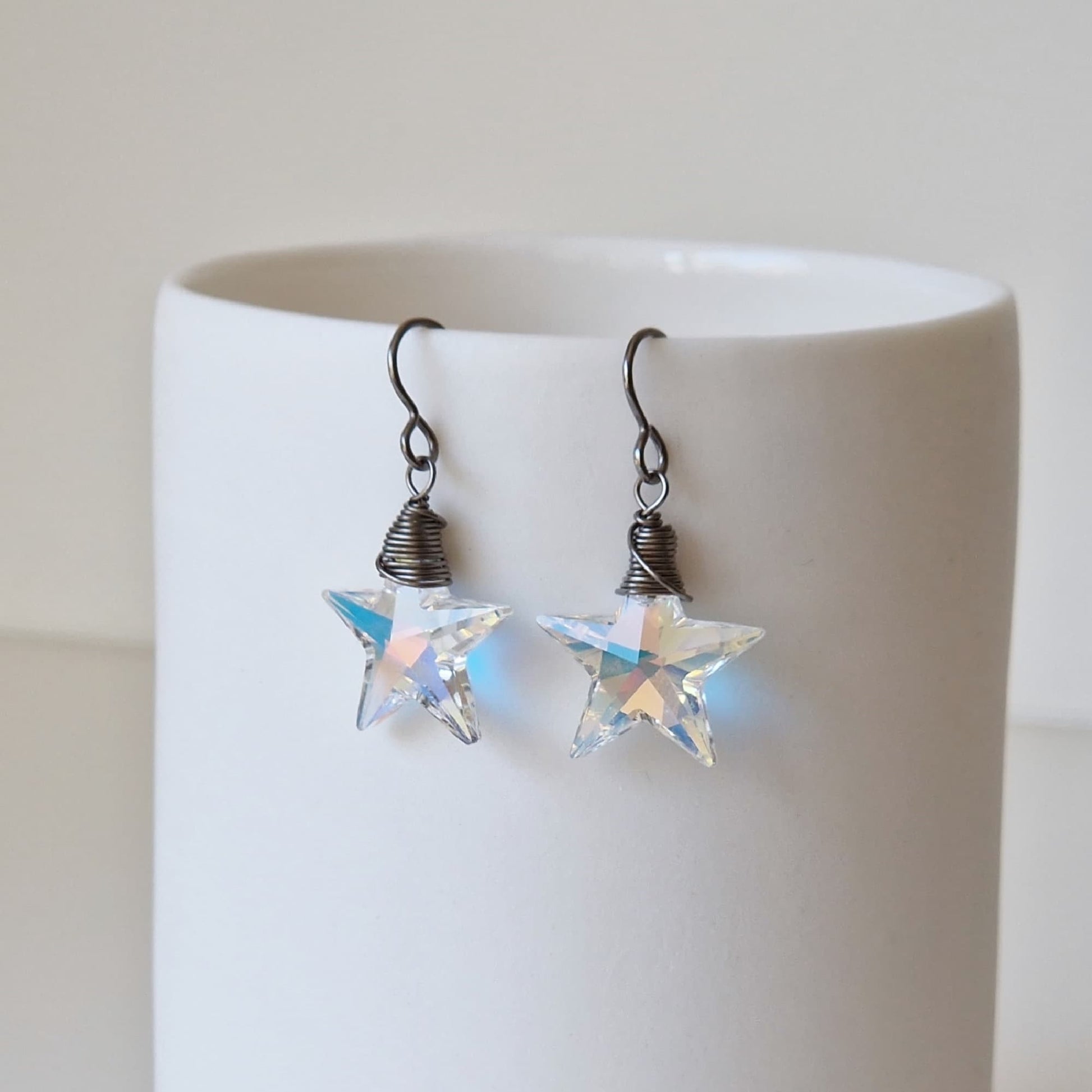 Aurora Borealis Star Crystal Titanium Earrings