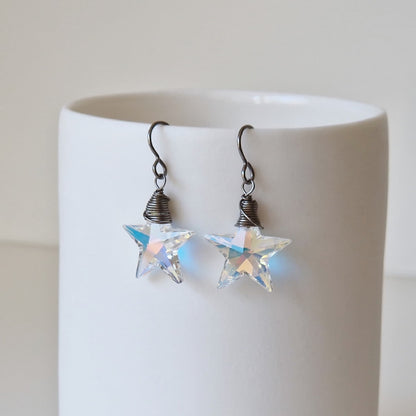 Aurora Borealis Star Crystal Titanium Earrings