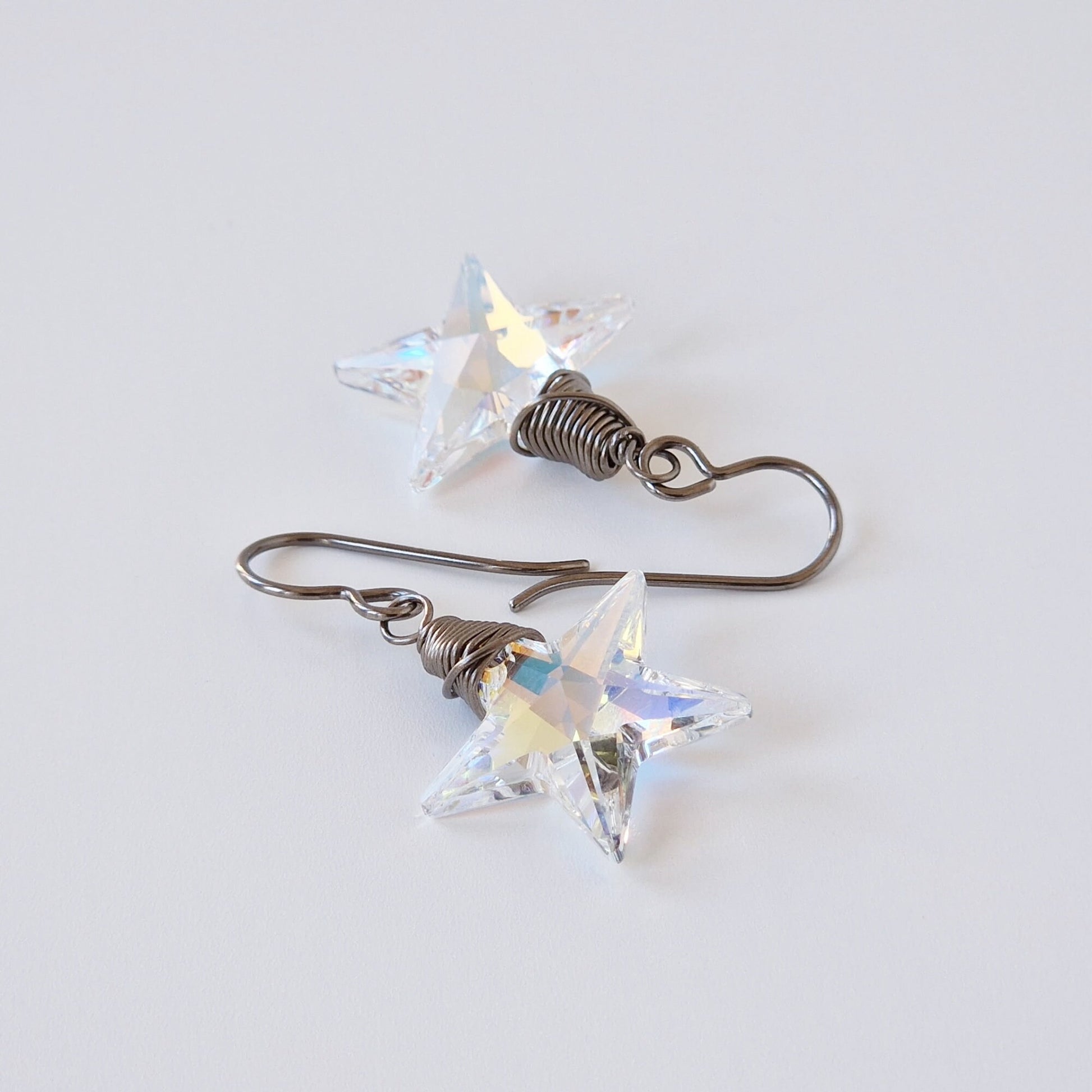 Aurora Borealis Star Crystal Titanium Earrings