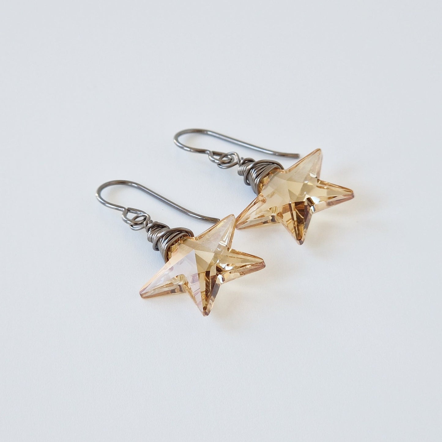 Gold Star Crystal Titanium Earrings