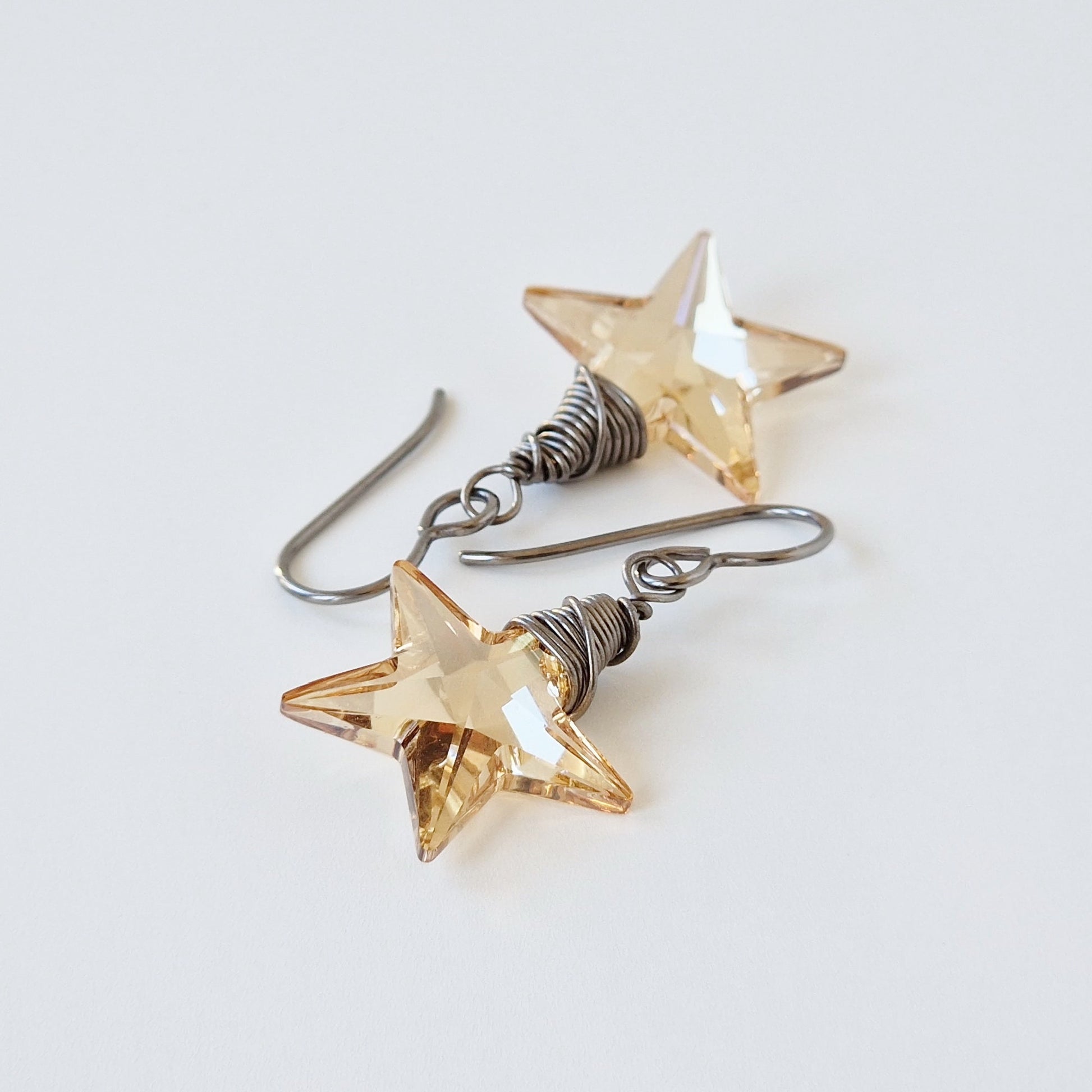 Gold Star Crystal Titanium Earrings