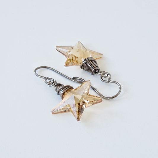 Gold Star Crystal Titanium Earrings