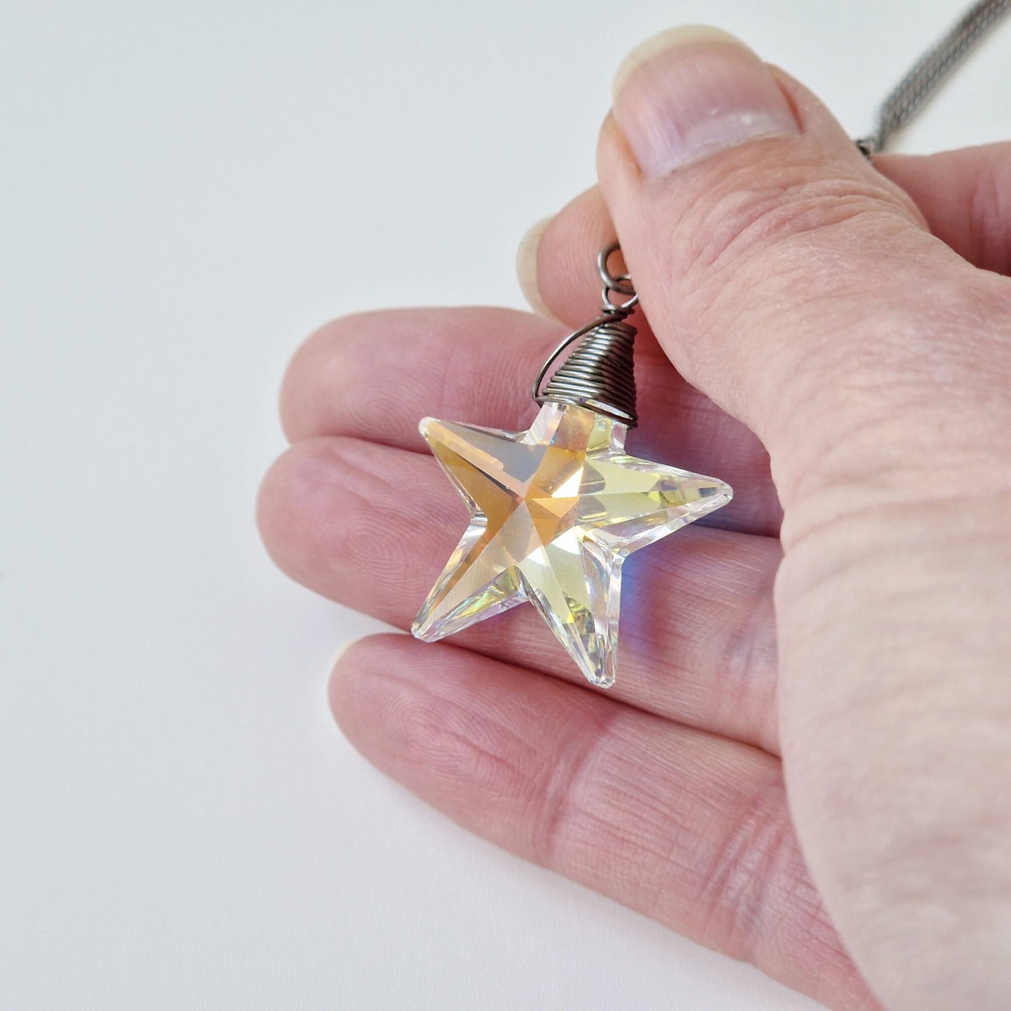 Aurora Borealis Star Crystal Titanium Necklace