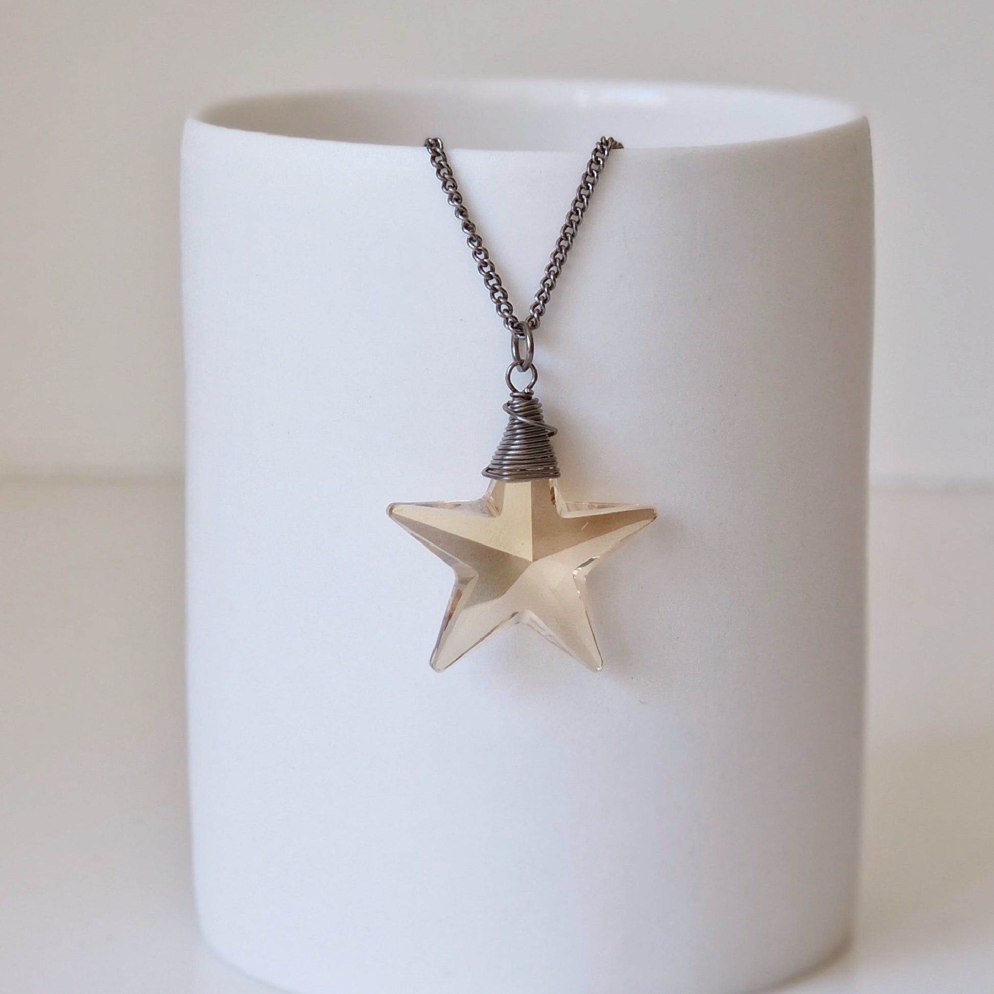 Golden Shadow Star Crystal Titanium Necklace