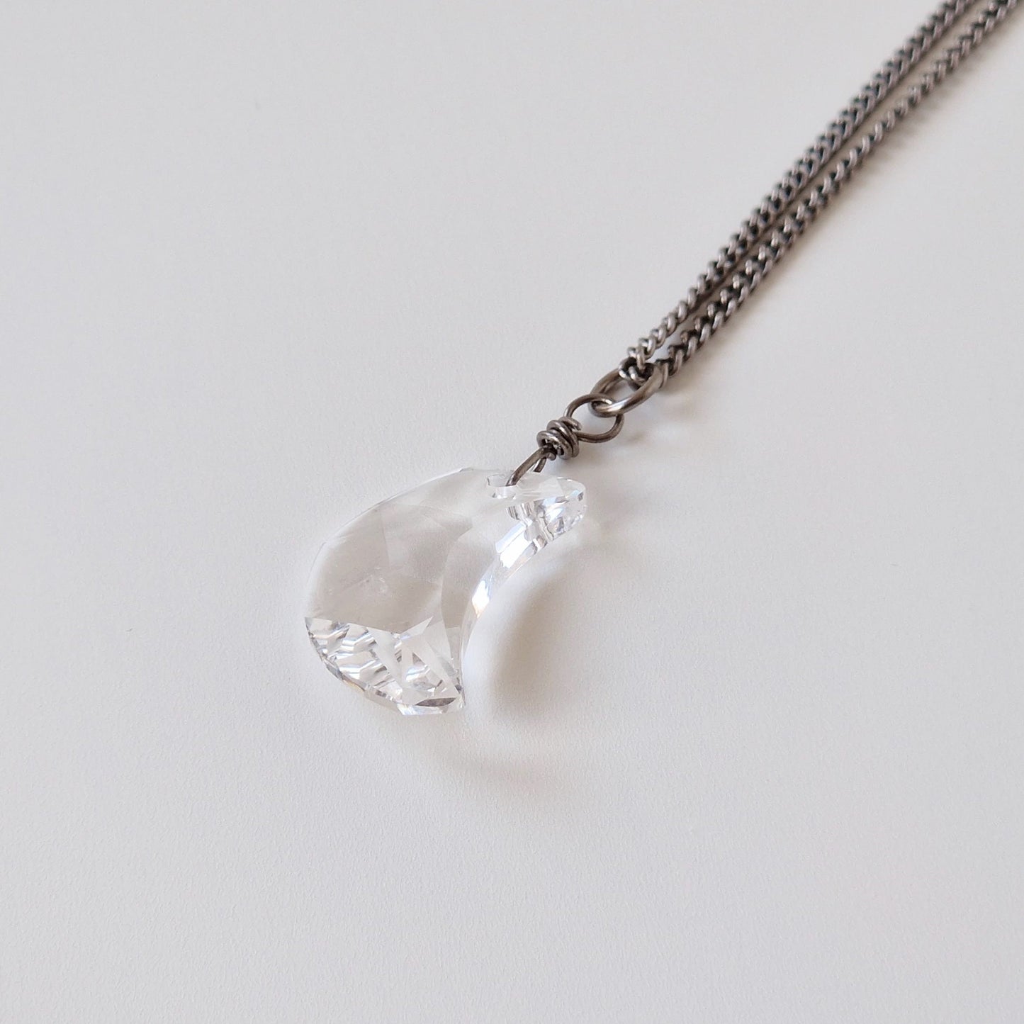 Clear Moon Crystal Titanium Necklace